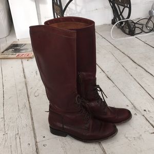 FRYE BROWN KNEE HIGH BOOTS WITH LACE UP SIZE 6.5 B